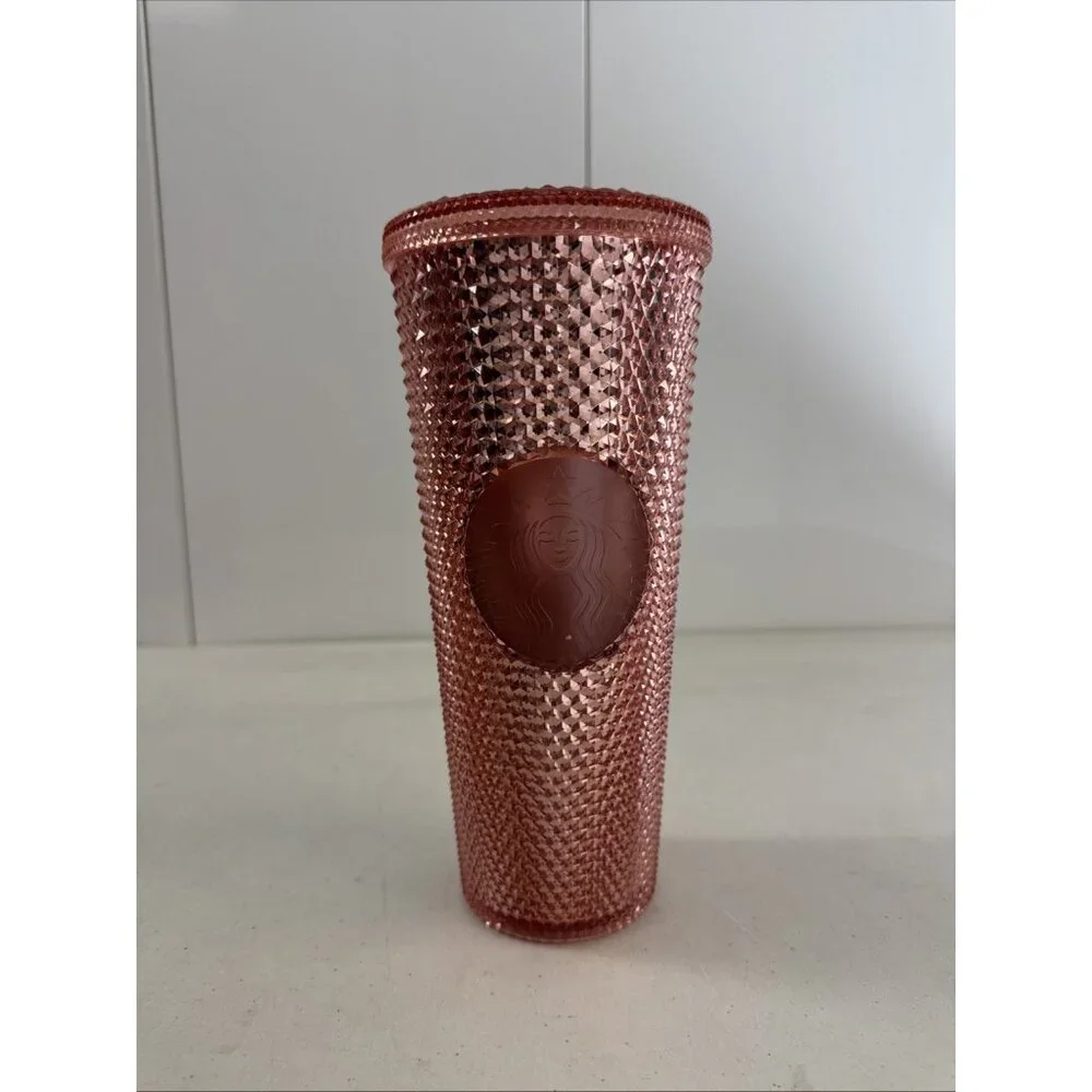 Rare: Starbucks Tumbler‎ Rose Gold Studded 24 oz Venti Diamond No Straw
